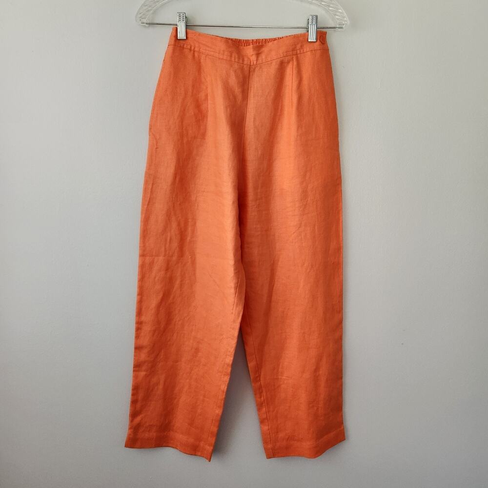 Women's Straight Leg Linen Blend Pants XS Orange Beach Resortwear Earthy Classic
